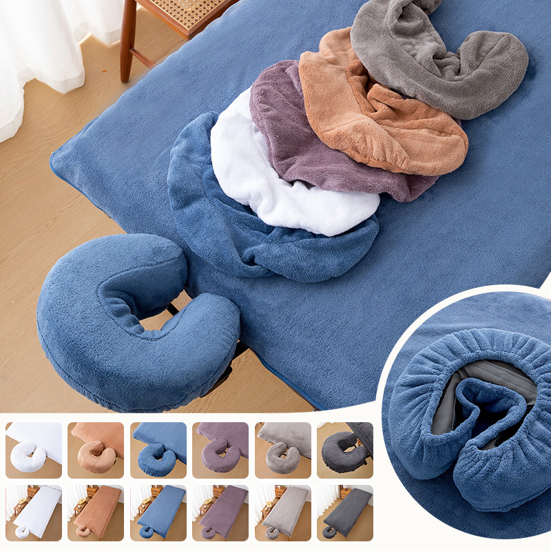 Spa Wellness Salon - Korallenfleece-Bettlaken und U-förmige Kissenbezüge für Massage-SPA-Salon,