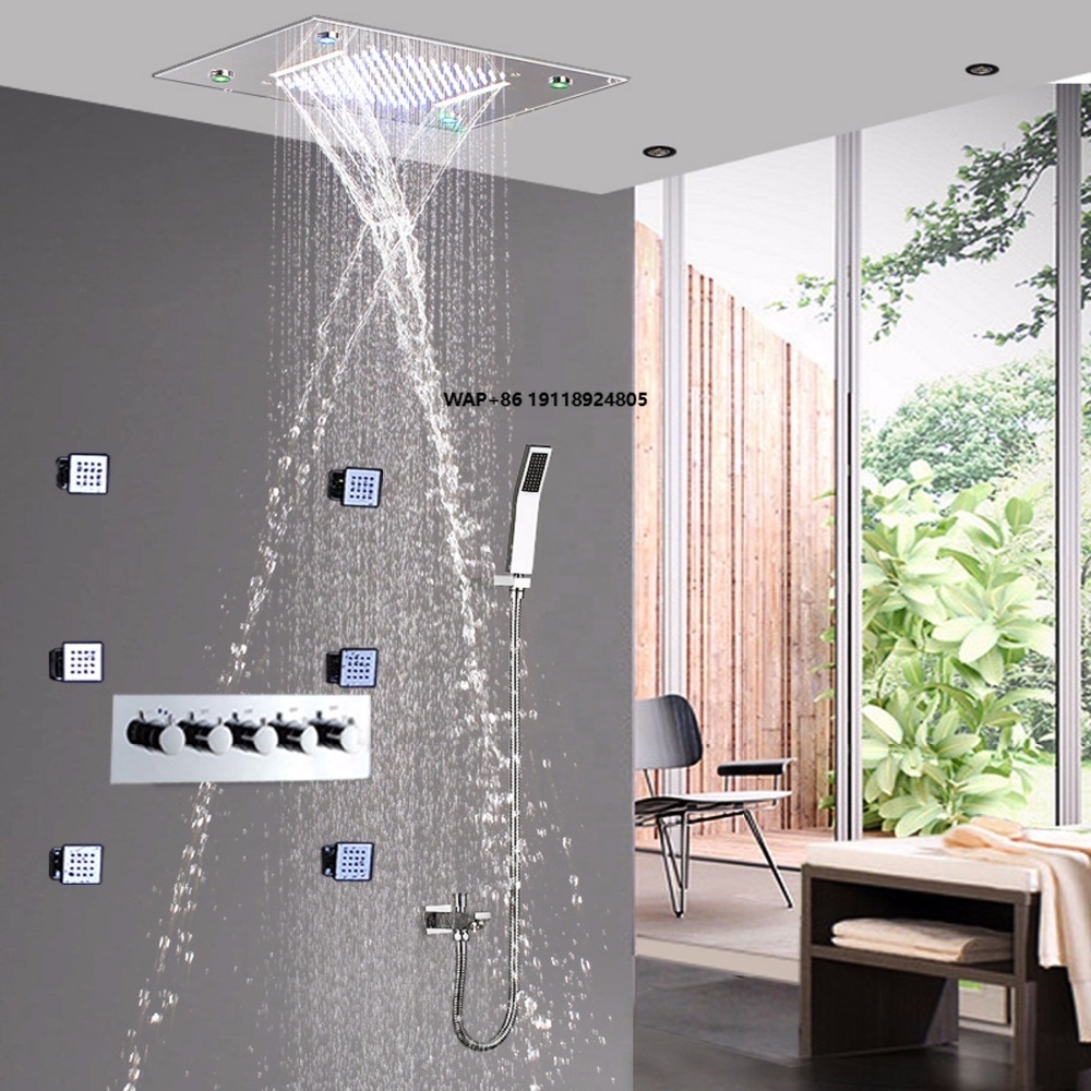 Spa & Wellness Komplex Bristol Royal * * * * - Messing Warm-Kalt Viergriff-Duschventil Edelstahl 360x500 Deckenmontierte